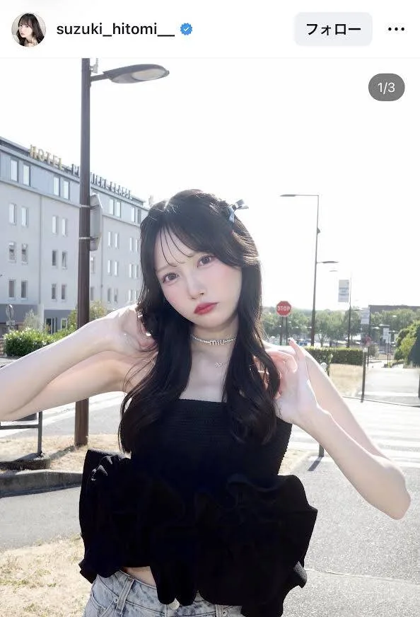 鈴木瞳美がオフショルダーで大人っぽい雰囲気披露「やばイケすぎだろ」とファン興奮